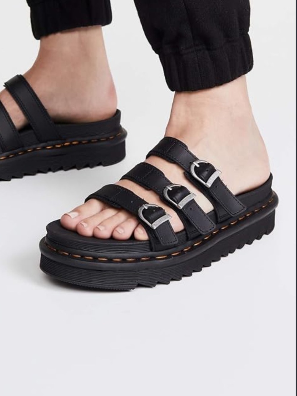 Dr. Martens Blaire Slide Sandals - Black Leather (Size 7)